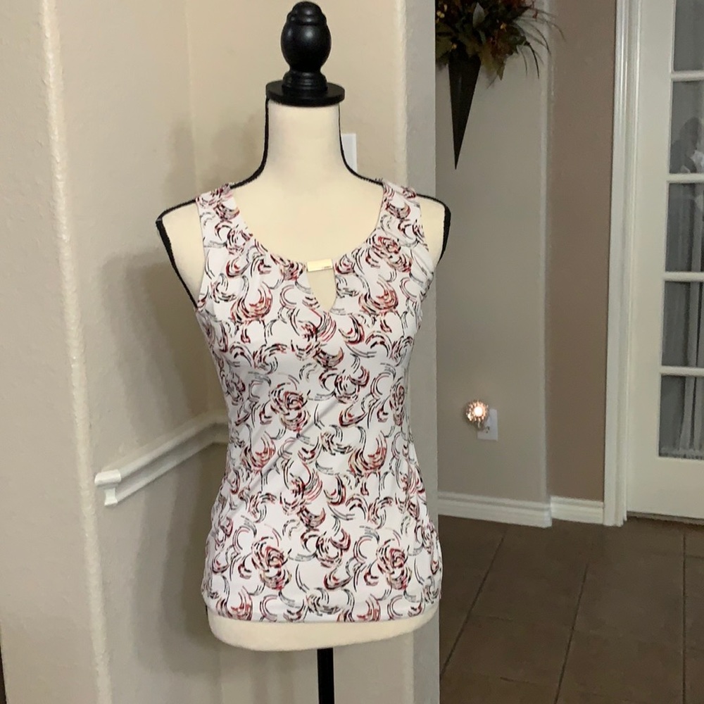 White House Black Market red and navy top